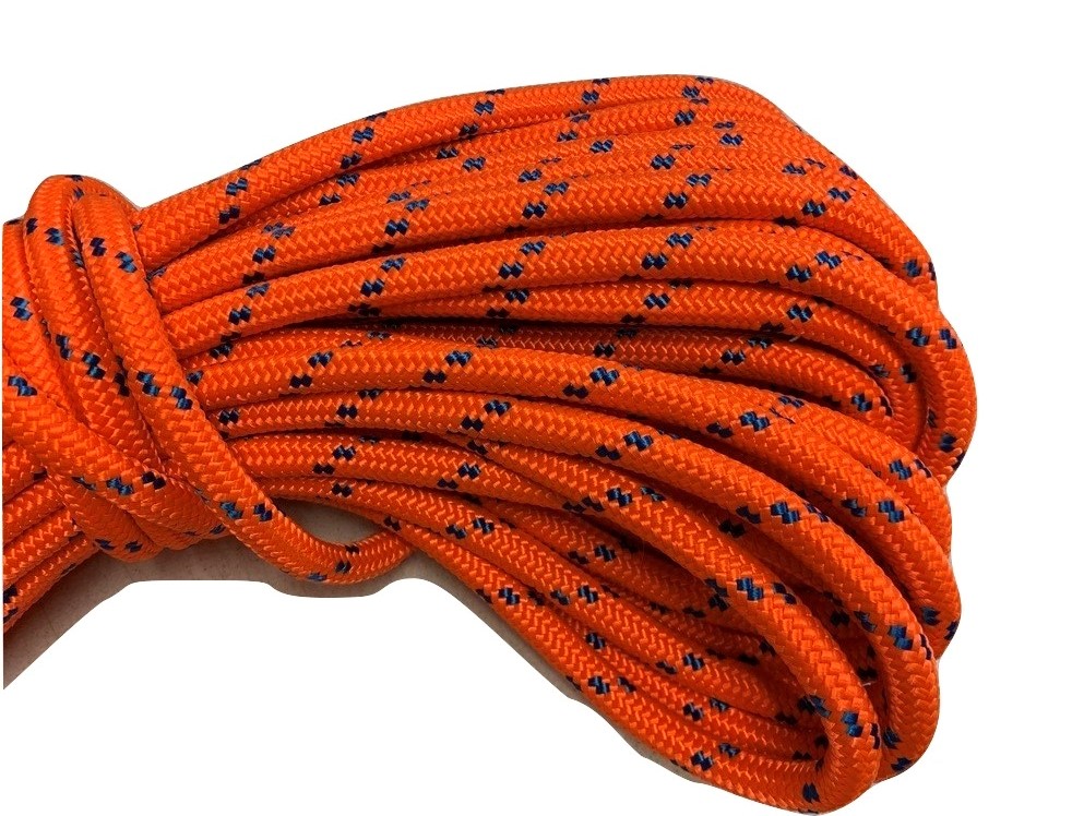 High Strength Polyester Rock Static Climbing Rope, Boat Anchor Marine Rope,  Dock Lines, Arborist Bull Rope, Tree Cutting/Climbing Rope, Hoist Rigging  Line-Orange-65FT12mm 